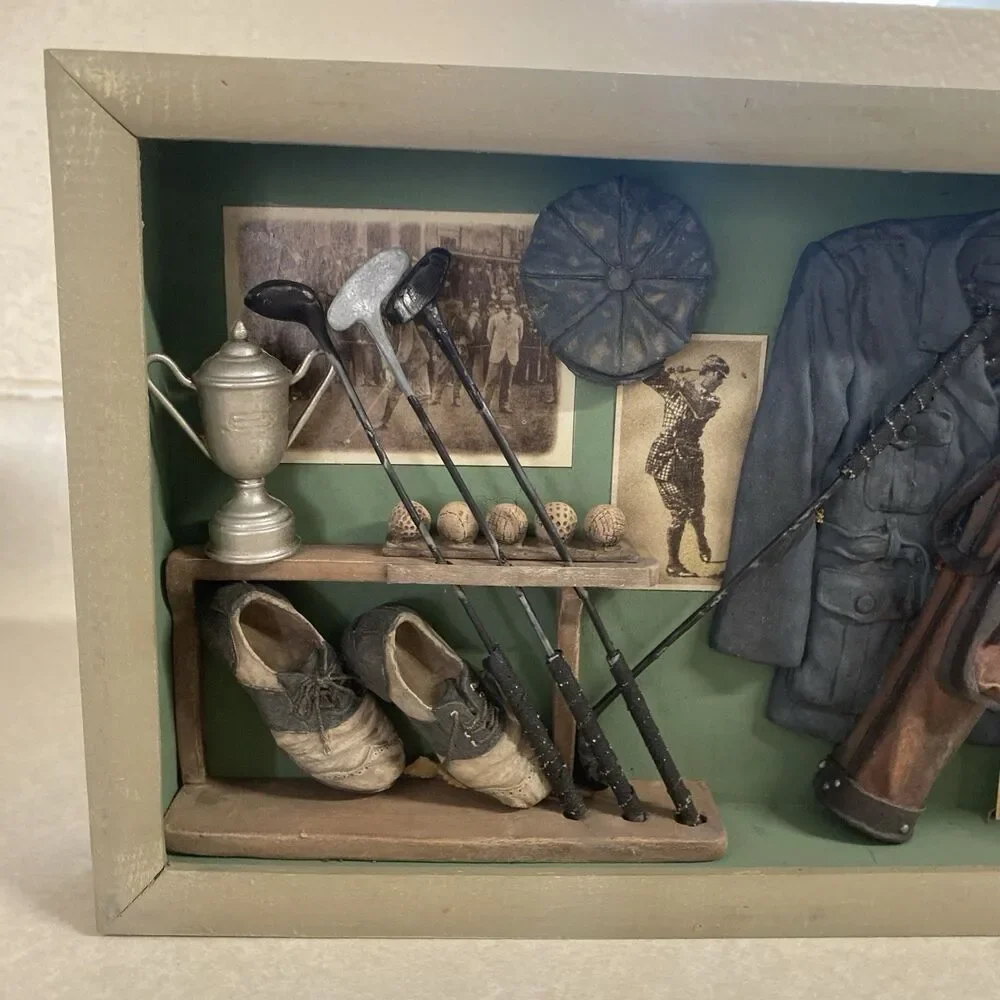 Vintage Golf/Golpher Themed Shadow Box Diorama